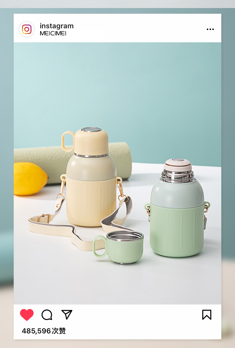 550ML悠言保温杯304不锈钢学生简约可爱少女心杯子