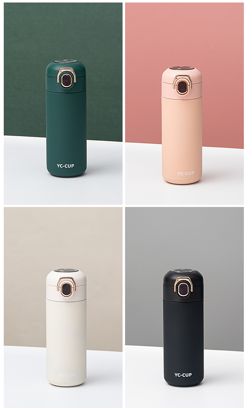 480ML橡胶漆倾心弹跳（温度盖）保温杯304不锈钢水杯