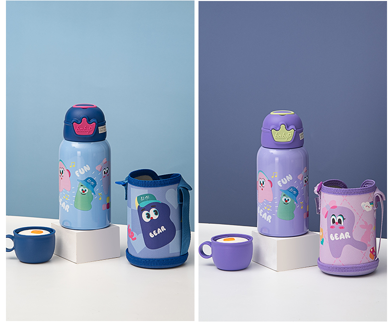 500ML卡通加冕系列儿童保温杯304不锈钢一杯两盖水杯