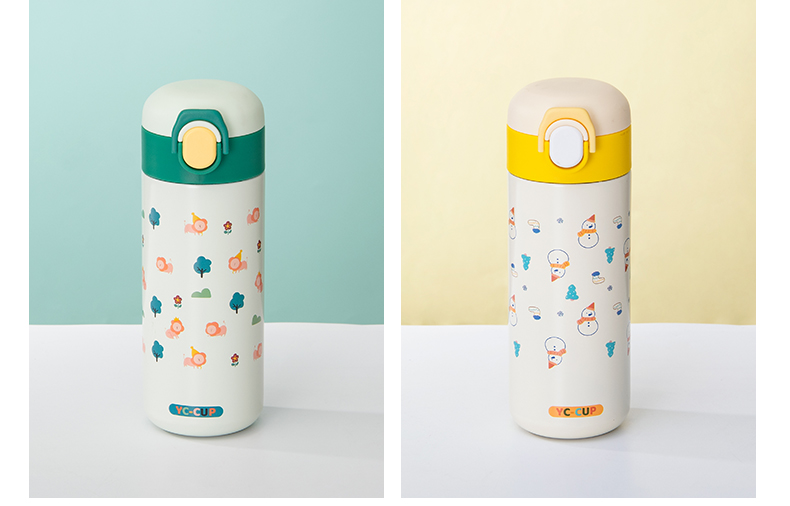 480ML普通盖倾心弹跳保温杯304不锈钢清新简约水杯