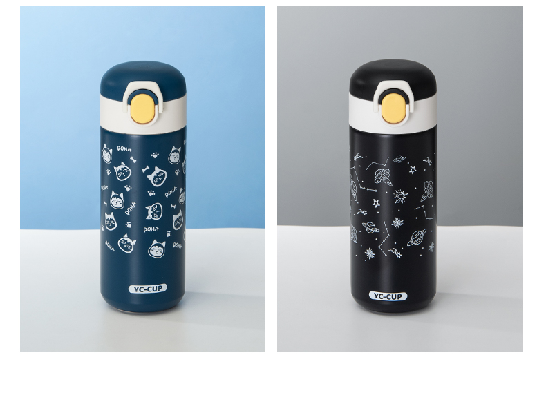 480ML普通盖倾心弹跳保温杯304不锈钢清新简约水杯