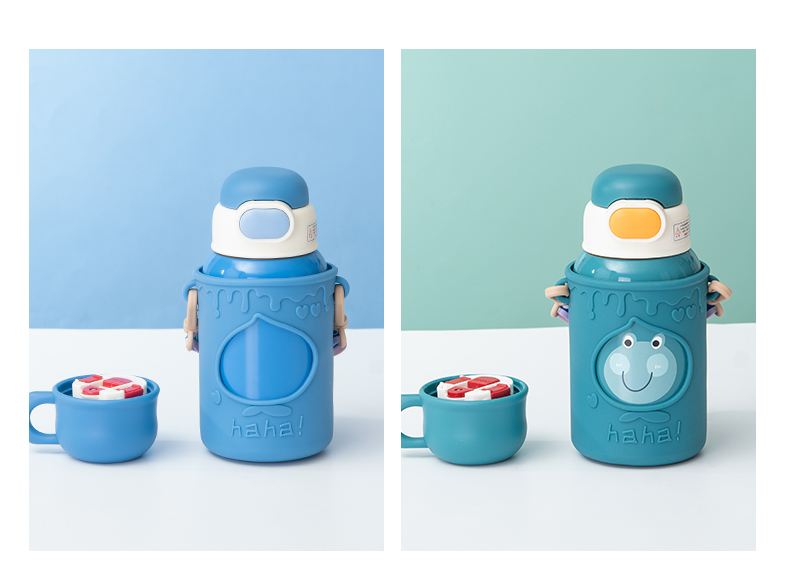 500ML普通盖硅胶套果冻吸管盖儿童保温杯可爱吸管水杯