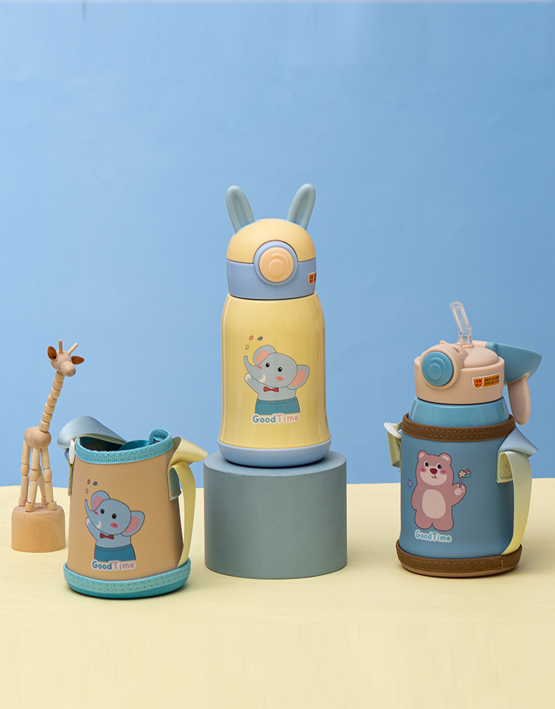 500ML卡通多多熊兔子保温杯304不锈钢一杯两盖水杯