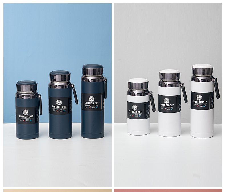 1000ML喷塑提手保温杯304不锈钢大容量简约运动水杯