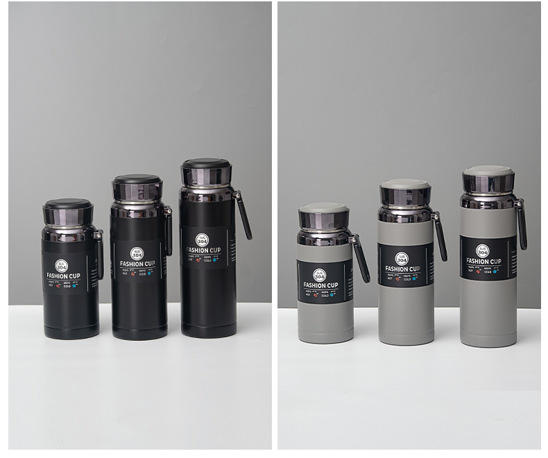 1000ML喷塑提手保温杯304不锈钢大容量简约运动水杯