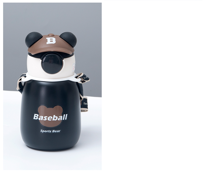 450ML普通盖帽帽熊弹盖吸管保温杯304不锈钢可爱水杯