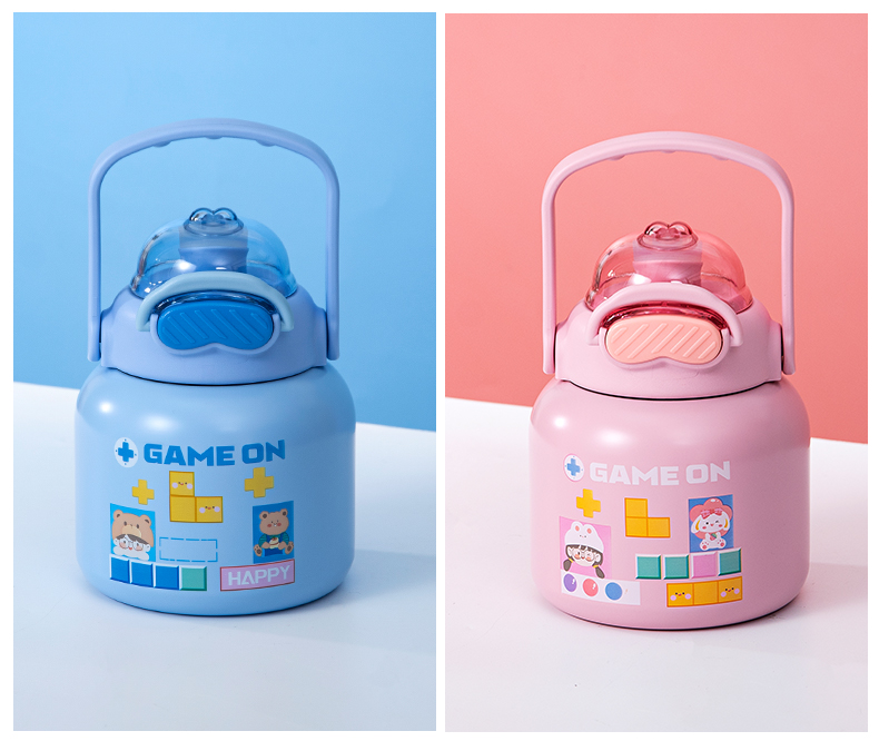 720ML电玩系列大肚保温杯304不锈钢大容量吸管水杯