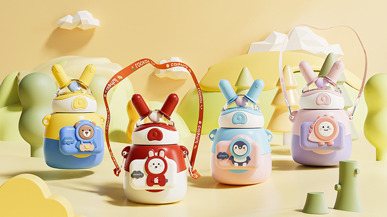 550ML咔咔兔童趣儿童保温杯304不锈钢卡通可爱水杯