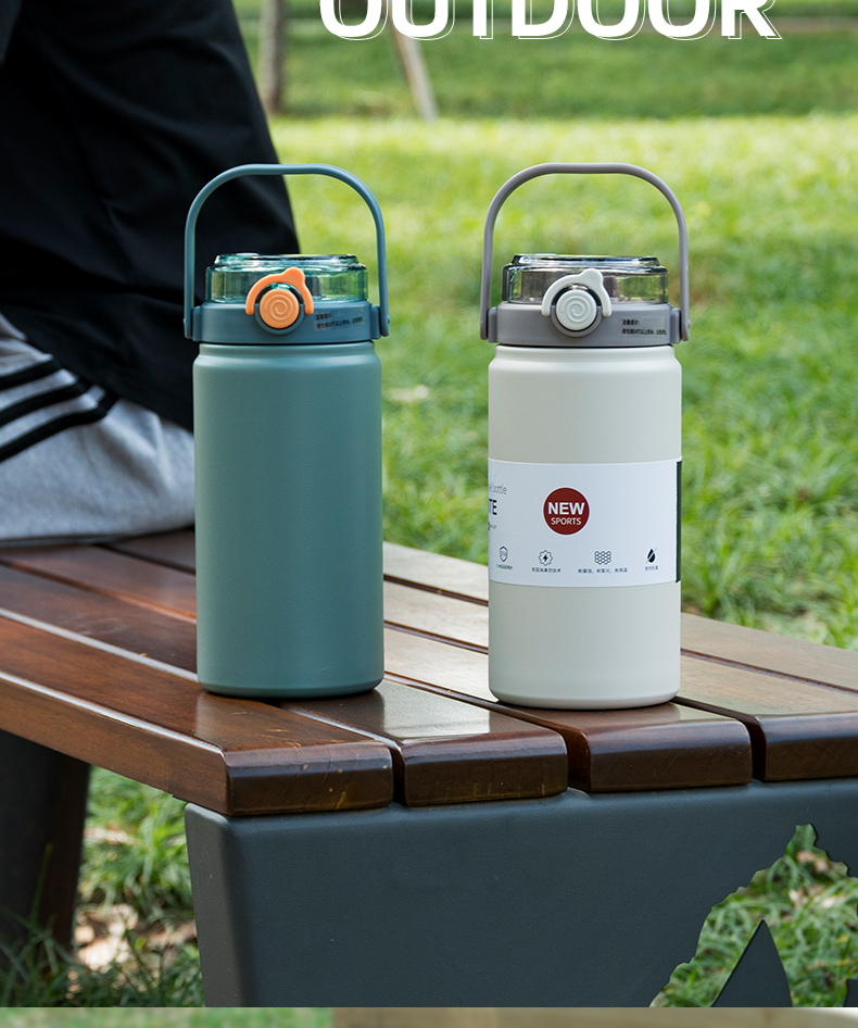 1000ML轻松乱调大容量双饮保温杯316不锈钢运动水杯