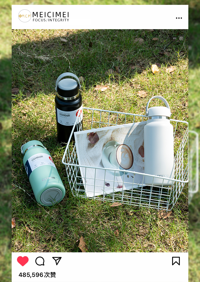 1000ML道奇风尚提手泡茶保温杯316不锈钢带茶漏水杯