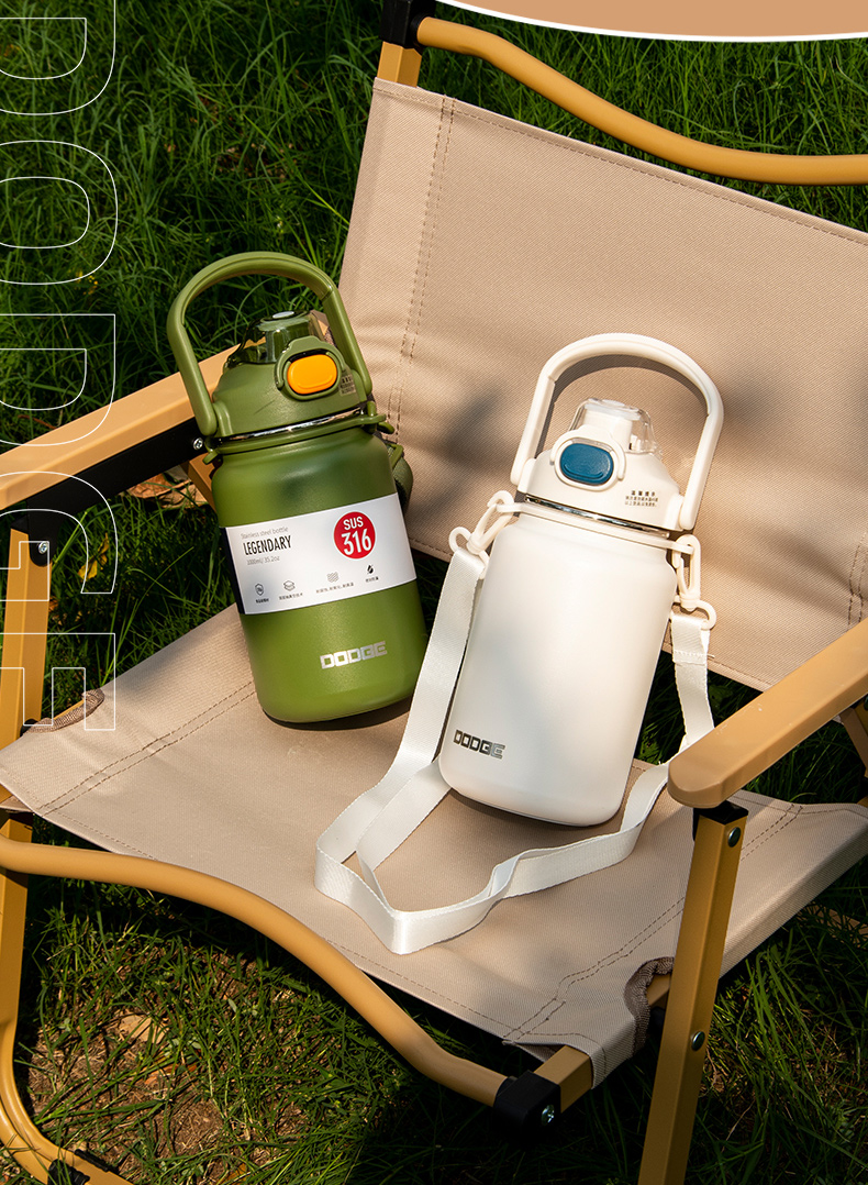 1000ML道奇徒步双饮保温壶316不锈钢大容量保温杯