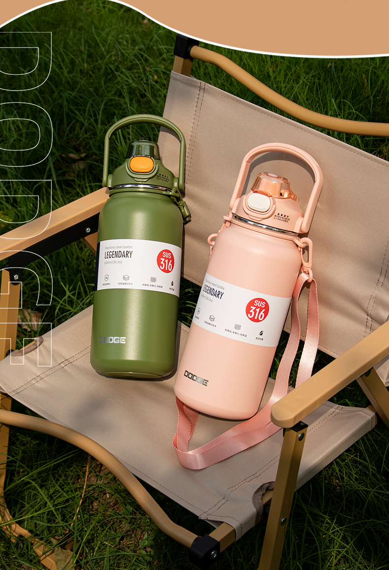 1600ML道奇徒步双饮保温壶316不锈钢大容量保温杯