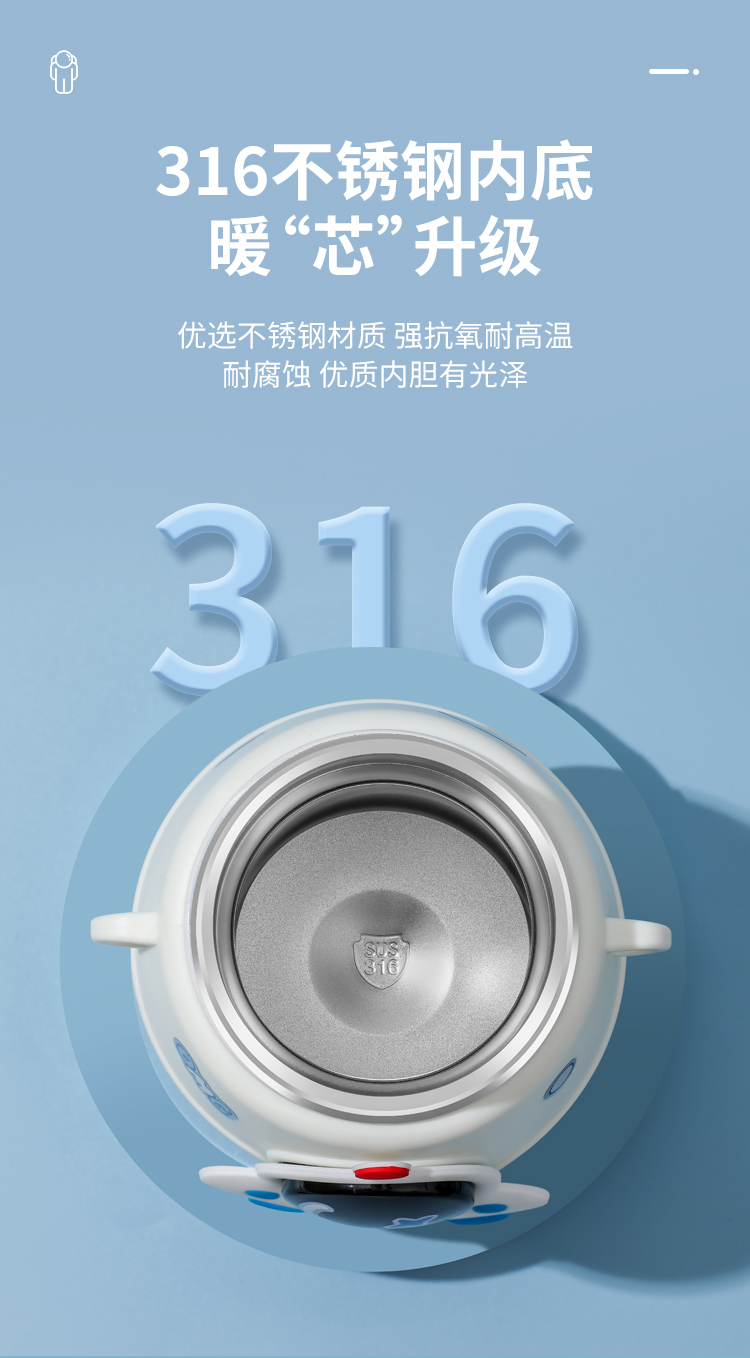 850ML宇航员大肚保温杯316不锈钢弹跳盖可爱吸管杯