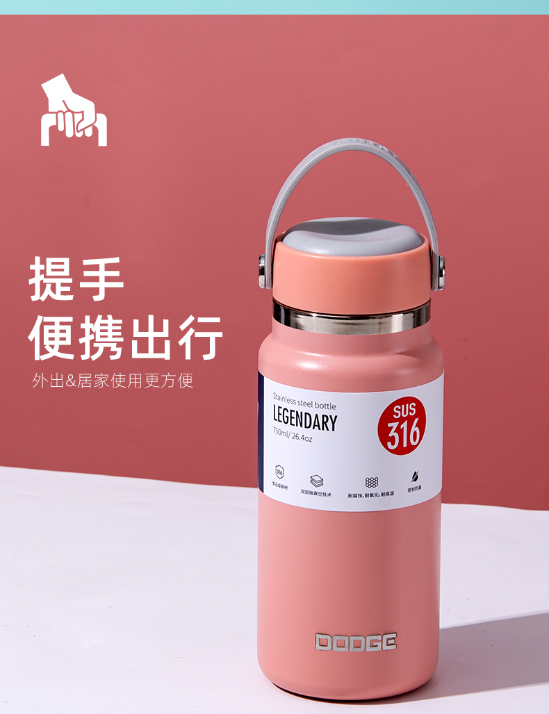 750ML道奇风尚提手泡茶保温杯