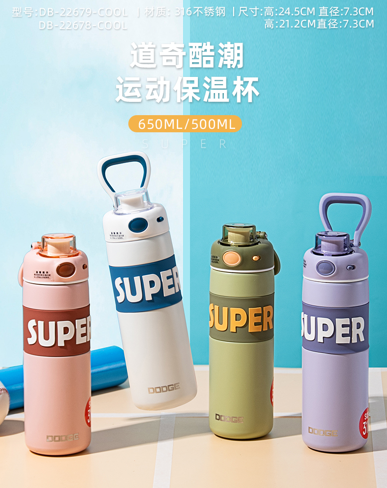 650ML道奇酷潮运动保温杯