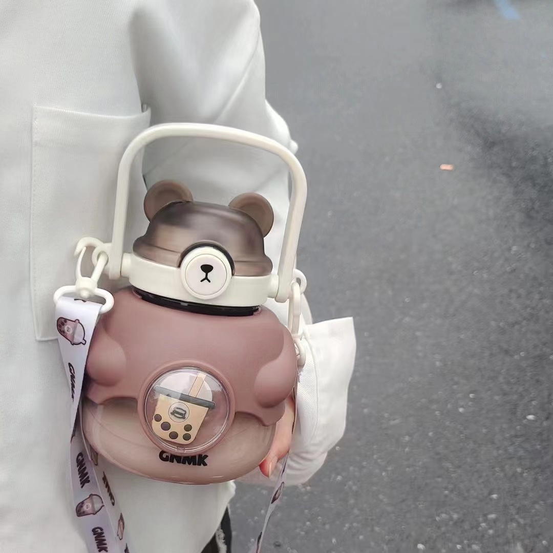 1100ML抱抱熊奶茶小肚塑料杯