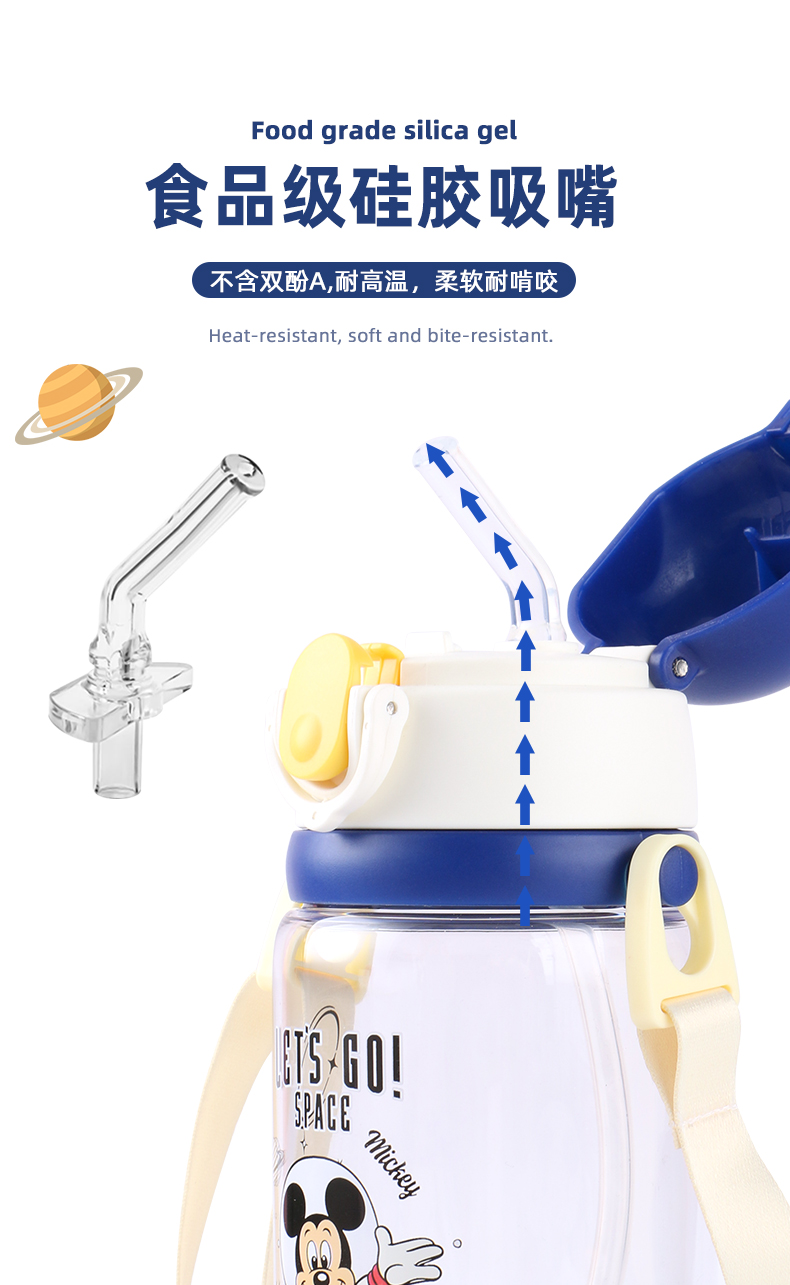 520ML蓝色美国队长系列儿童吸管塑料杯