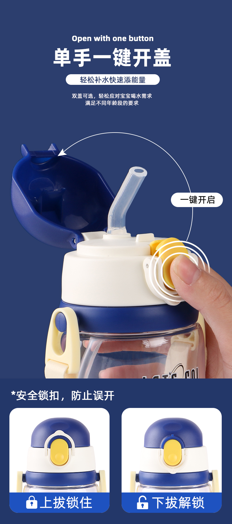 520ML蓝色美国队长系列儿童吸管塑料杯