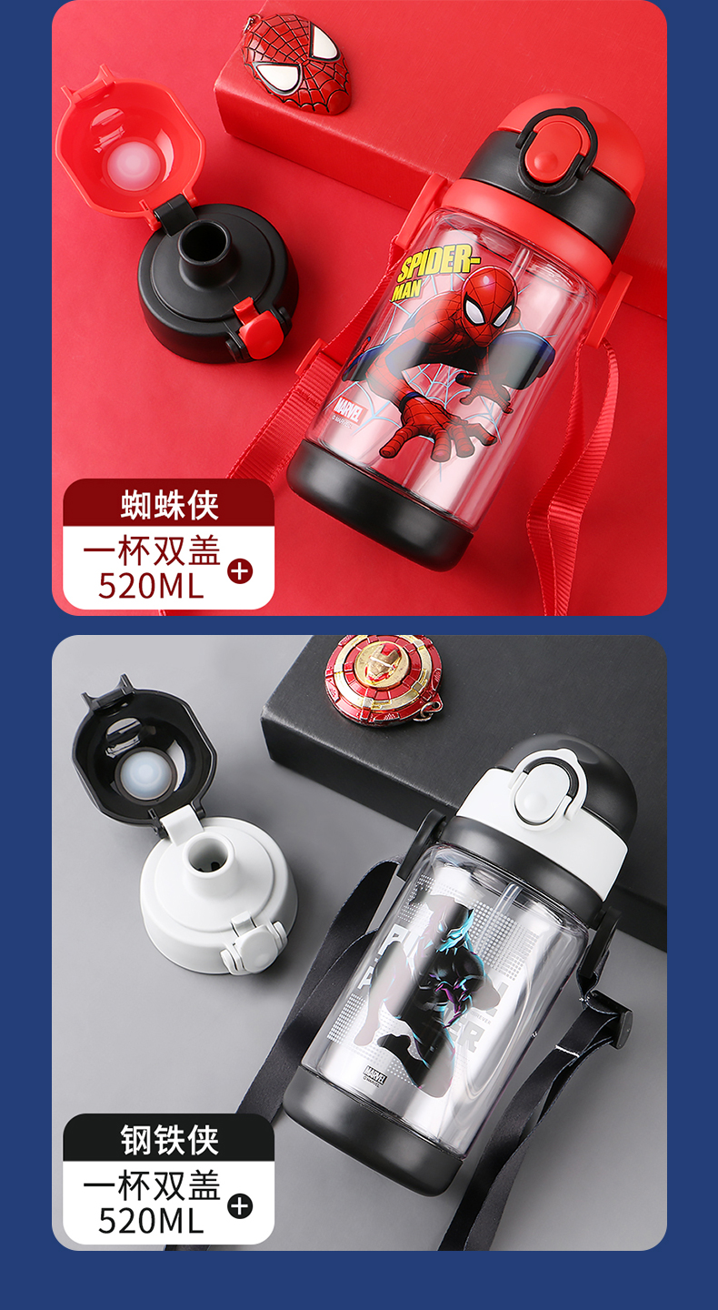 520ML蓝色美国队长系列儿童吸管塑料杯