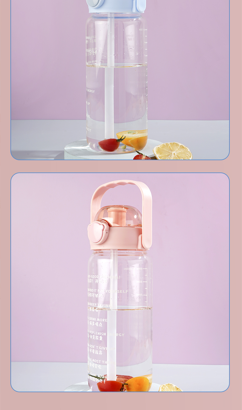 1000ML喝水目标提手玻璃杯