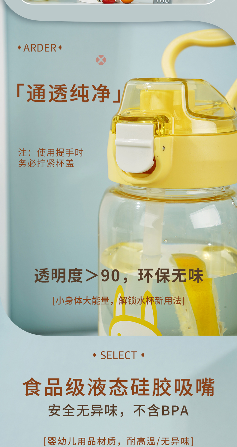 450ML吸管弹盖塑料杯