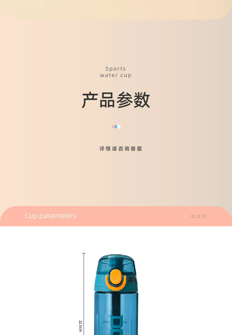 600ML道奇逍遥休闲塑料杯弹跳盖户外运动水杯（Tritan）