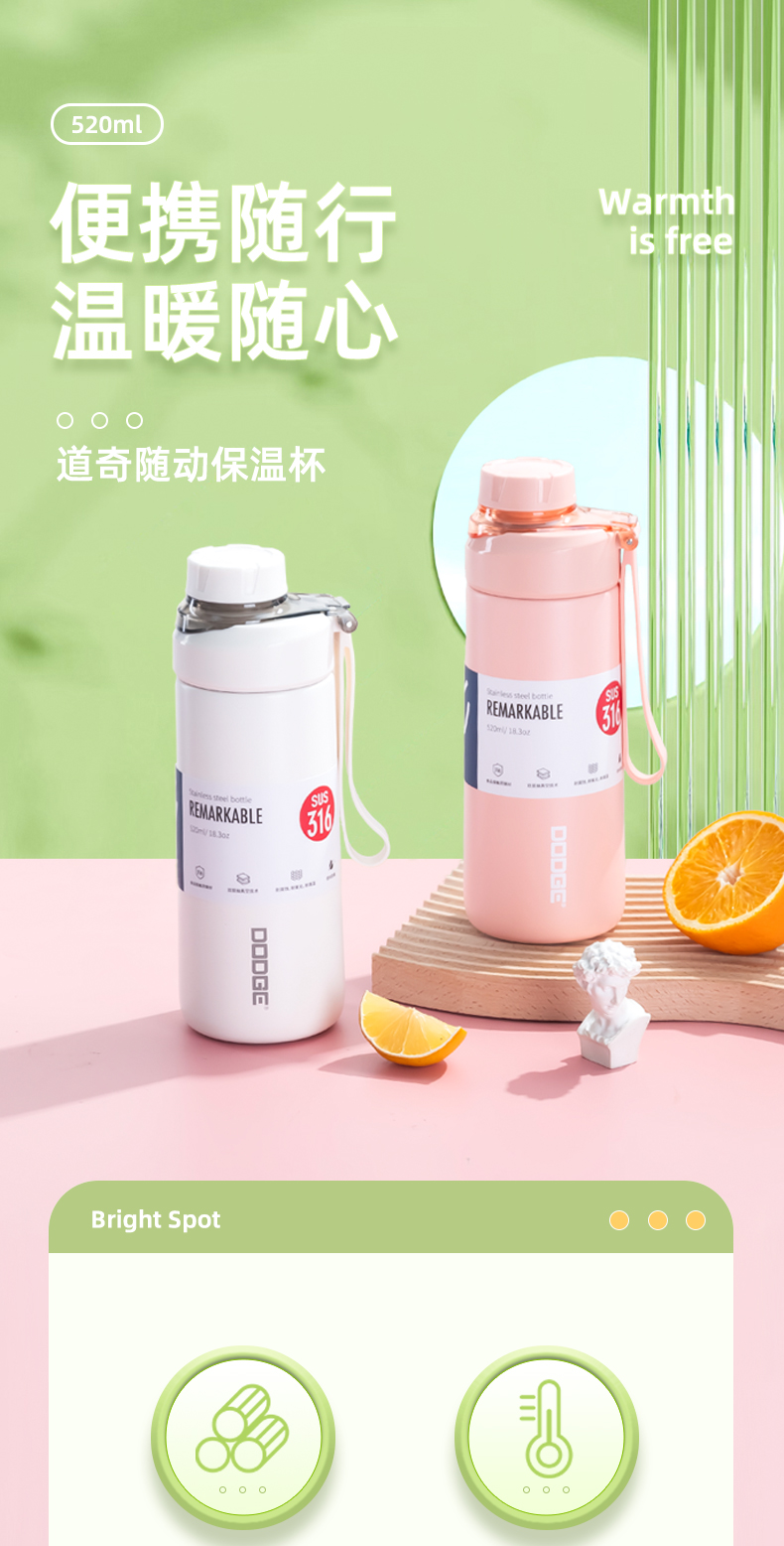 520ML道奇炫彩保温杯