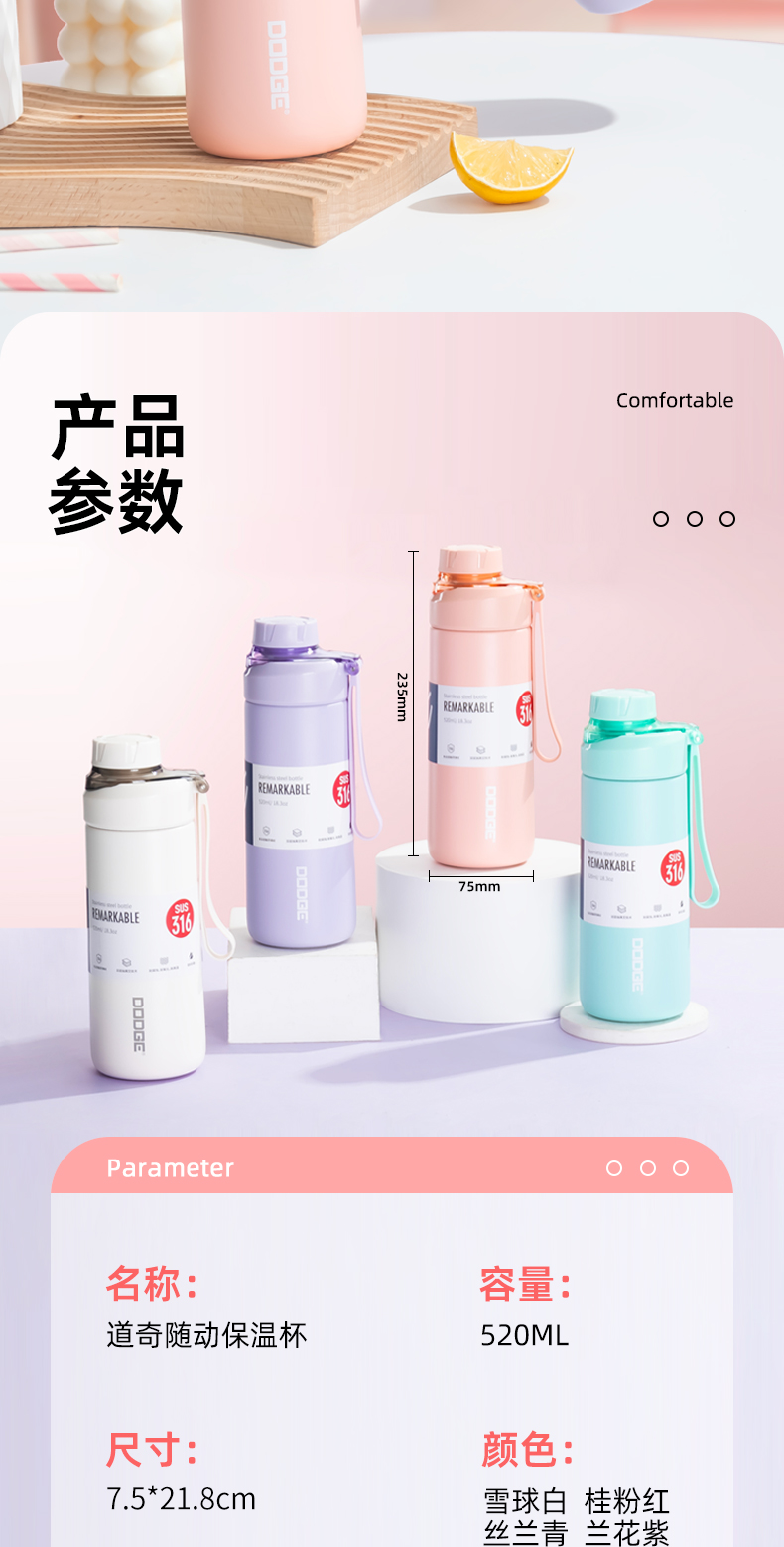 520ML道奇炫彩保温杯