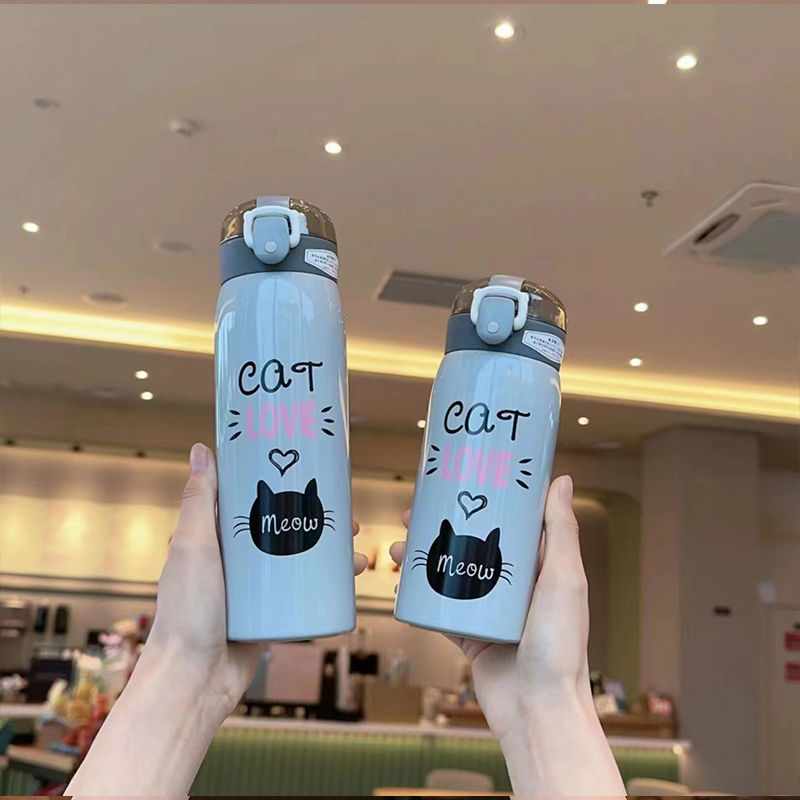 500ML萌熊透明吸管猫咪系列