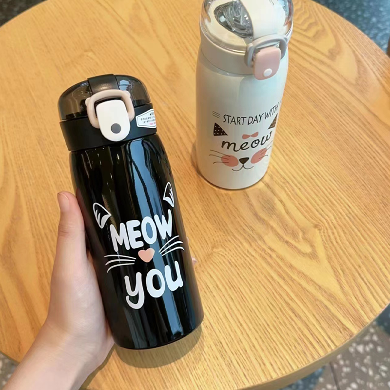 500ML萌熊透明吸管猫咪系列