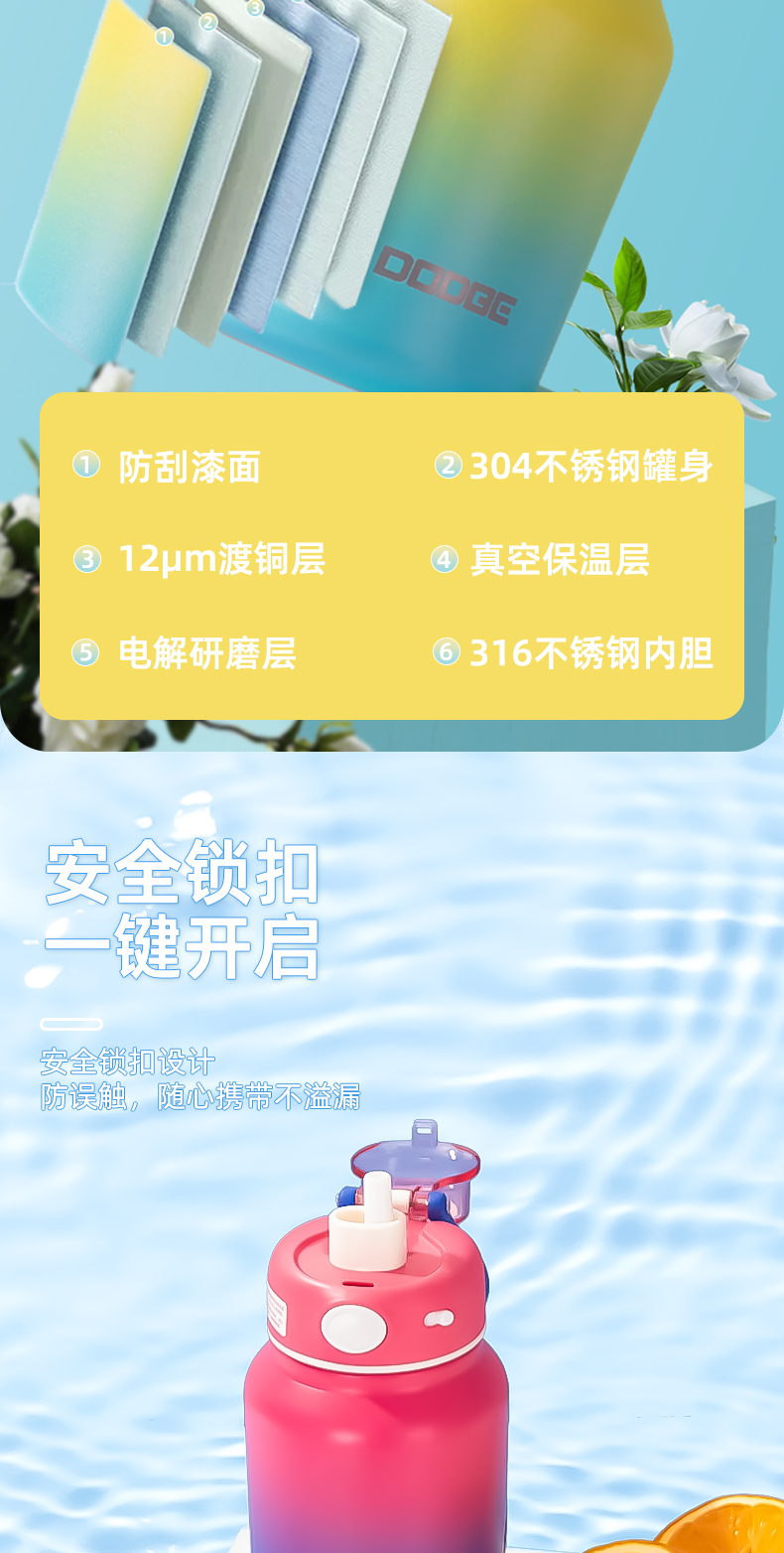 750ML道奇双彩保温杯