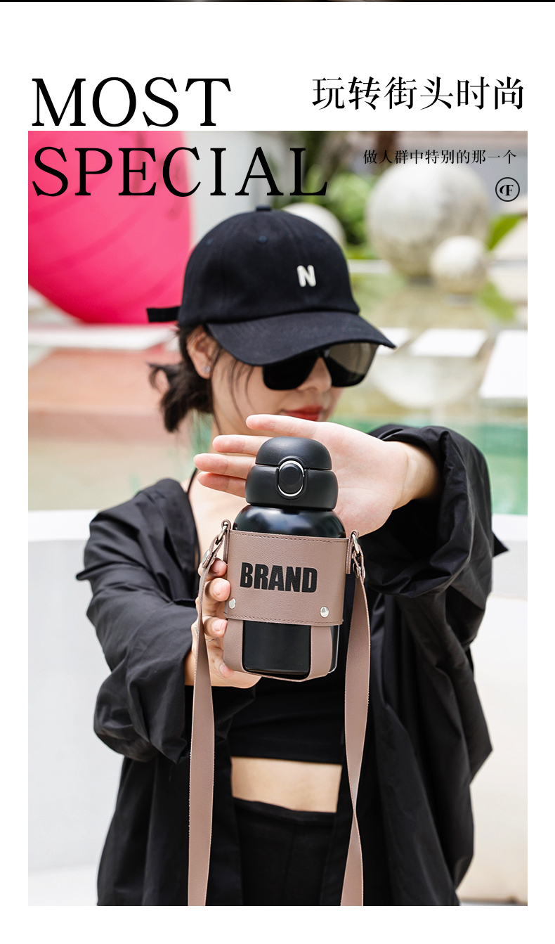 600ML轻奢弹跳吸管保温杯