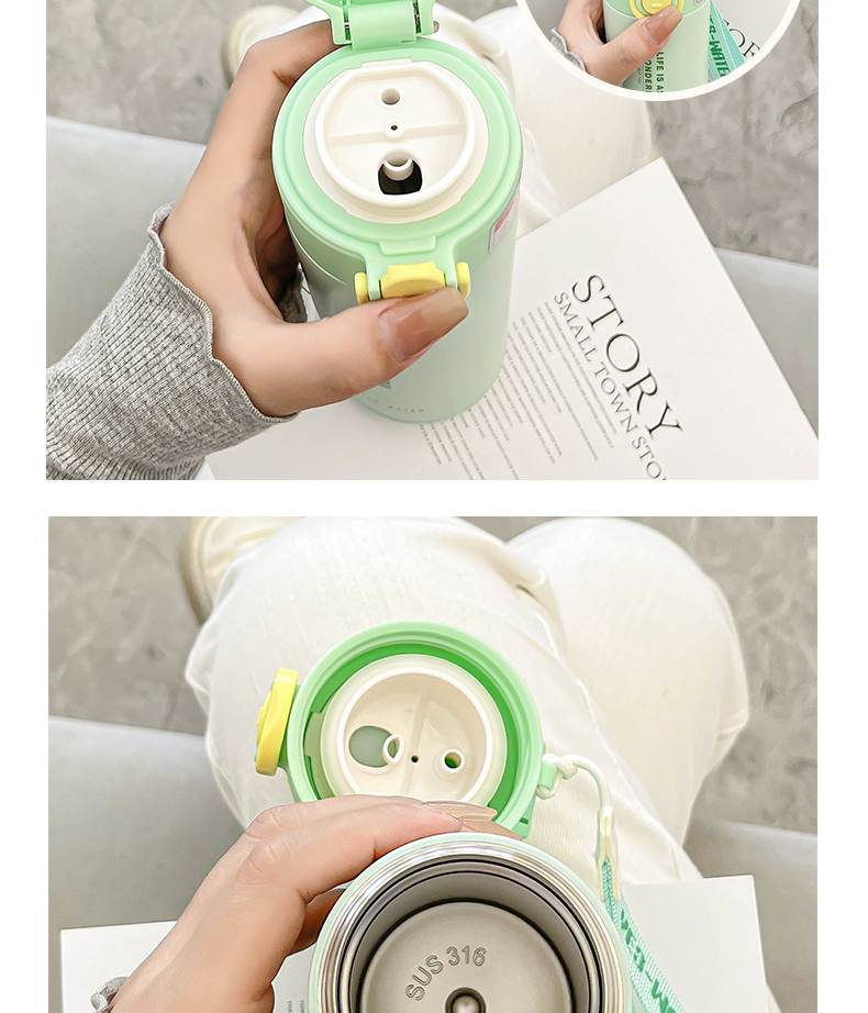 360ML英文弹跳双饮保温杯