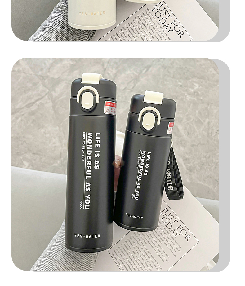 360ML英文弹跳双饮保温杯