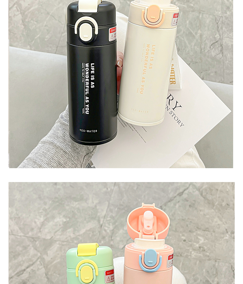 360ML英文弹跳双饮保温杯