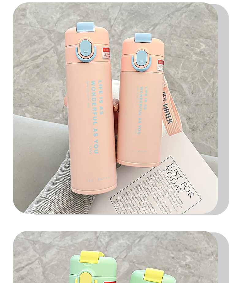 500ML英文弹跳双饮保温杯