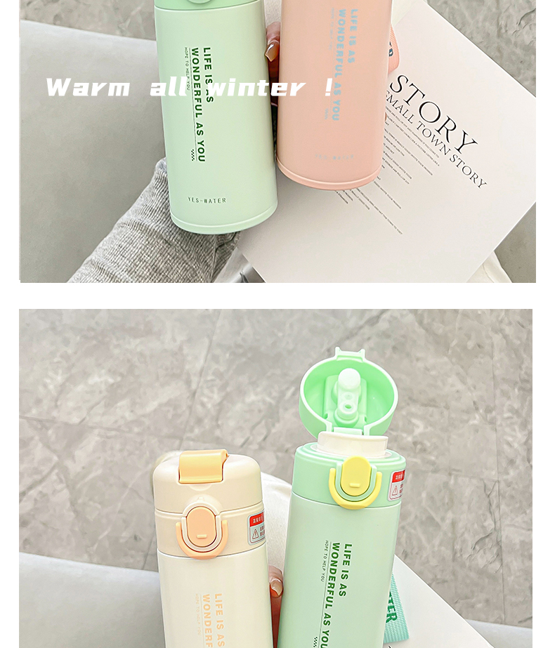 500ML英文弹跳双饮保温杯