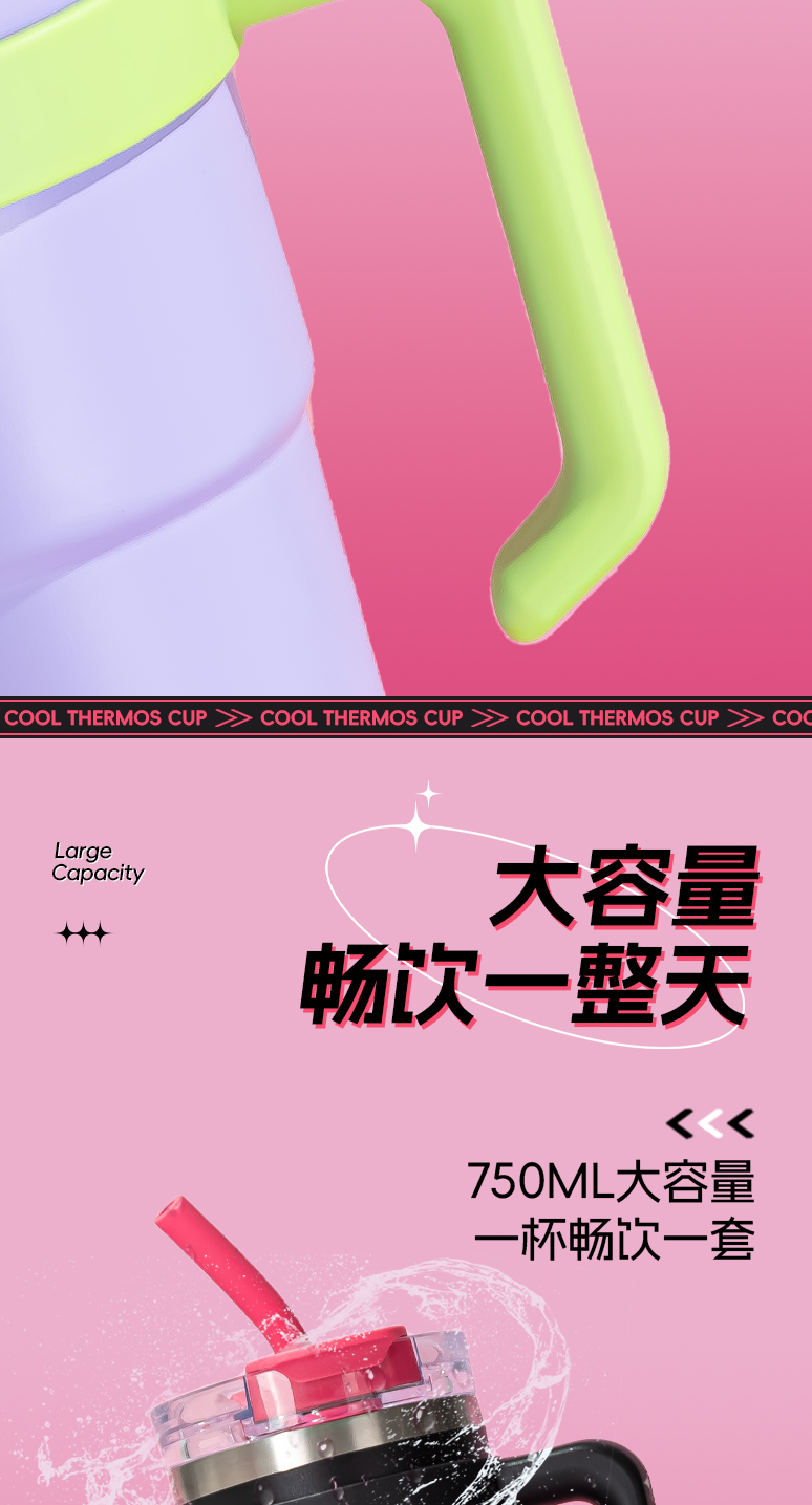 750ML道奇至嗨吸管保温杯