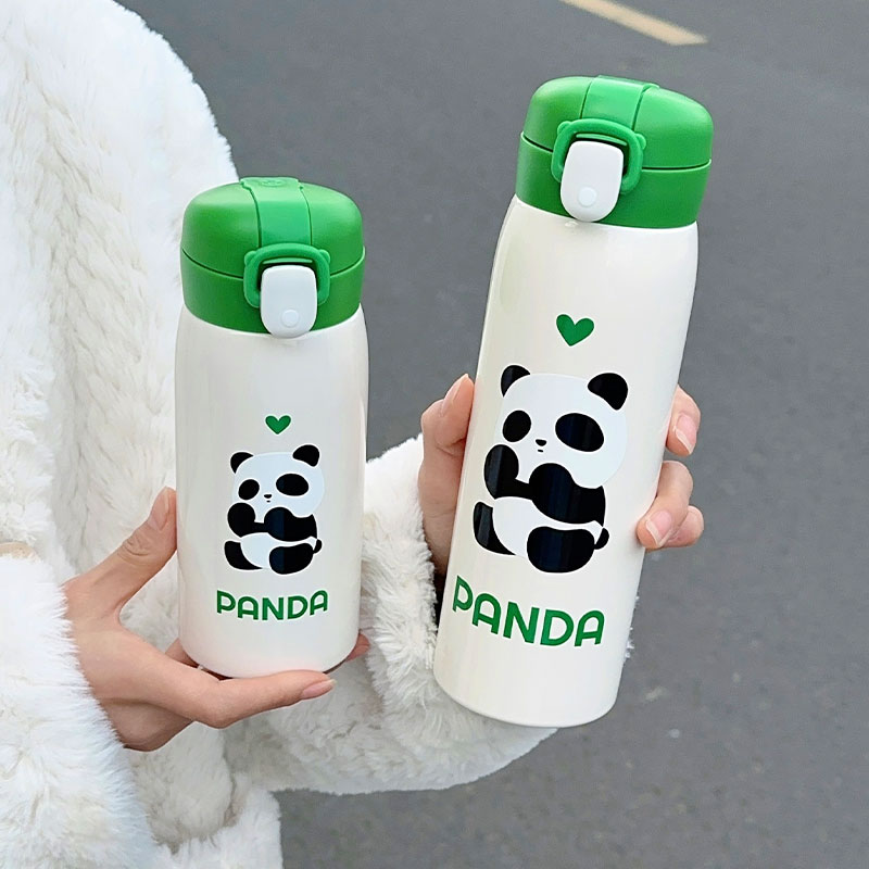 350ML萌熊实色直饮熊猫保温杯
