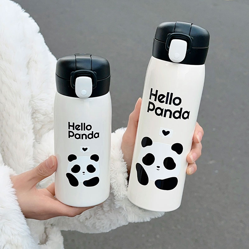 350ML萌熊实色直饮熊猫保温杯