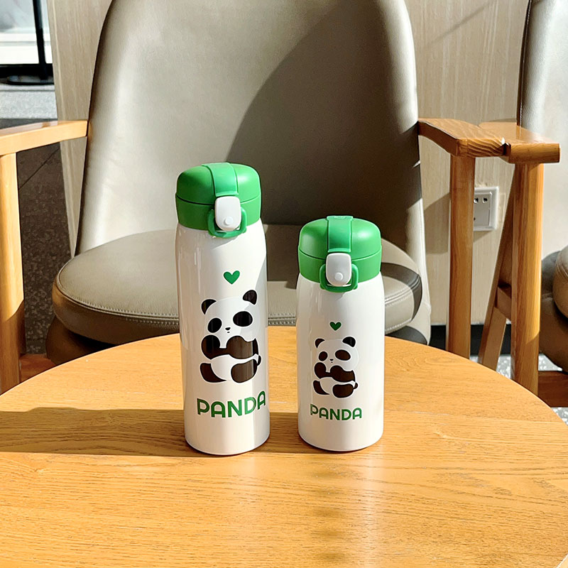 500ML萌熊实色直饮熊猫保温杯