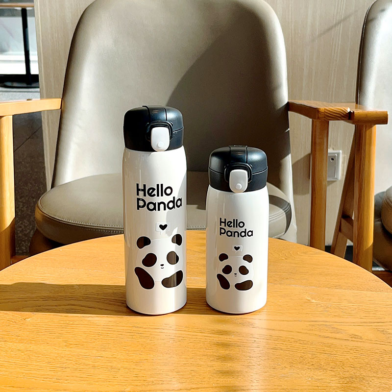 500ML萌熊实色直饮熊猫保温杯
