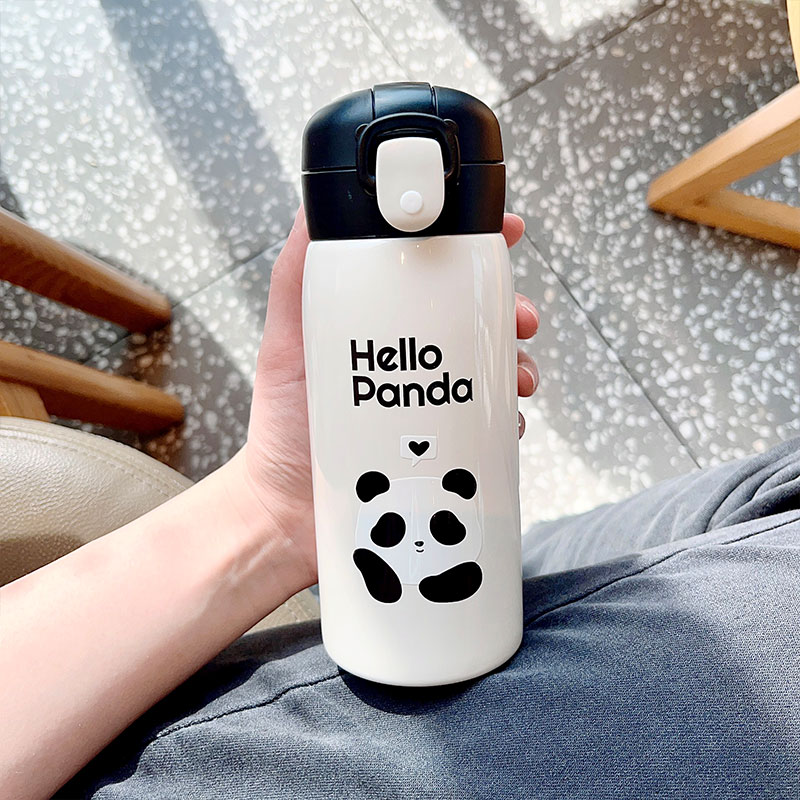 500ML萌熊实色直饮熊猫保温杯