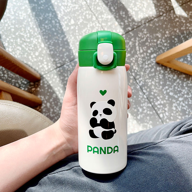 500ML萌熊实色直饮熊猫保温杯