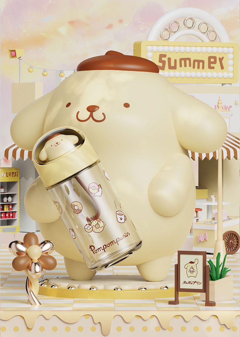 360ML三丽鸥可梦玻璃杯