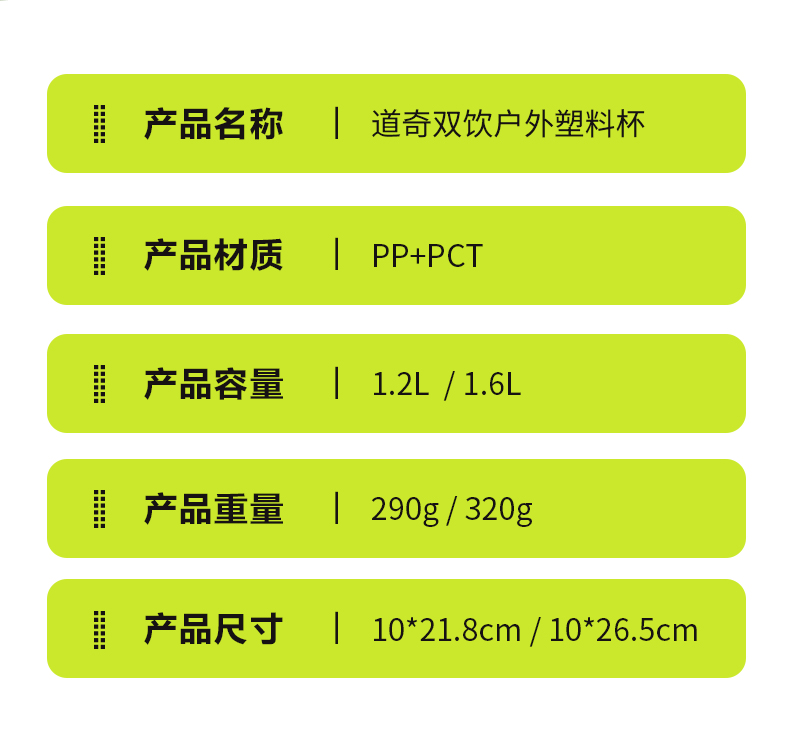 1600ML道奇双饮户外塑料瓶