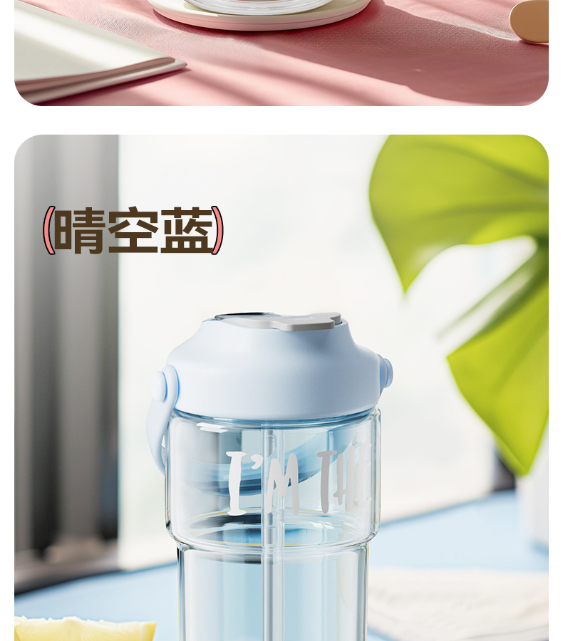 600ML尚泰双饮花茶塑料杯