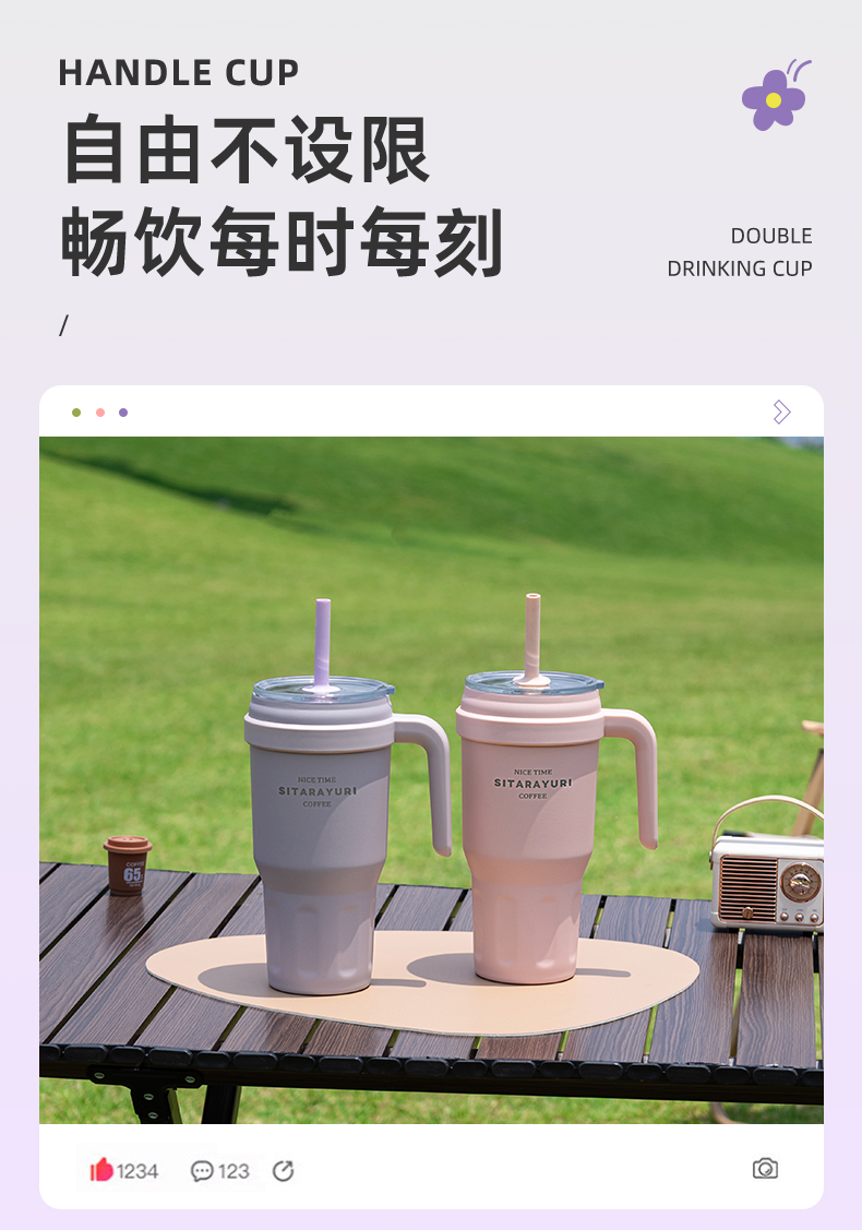 1100ML大容量手柄保温杯