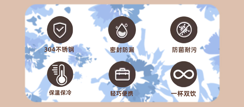 900ML双饮手提保温杯3D花漾