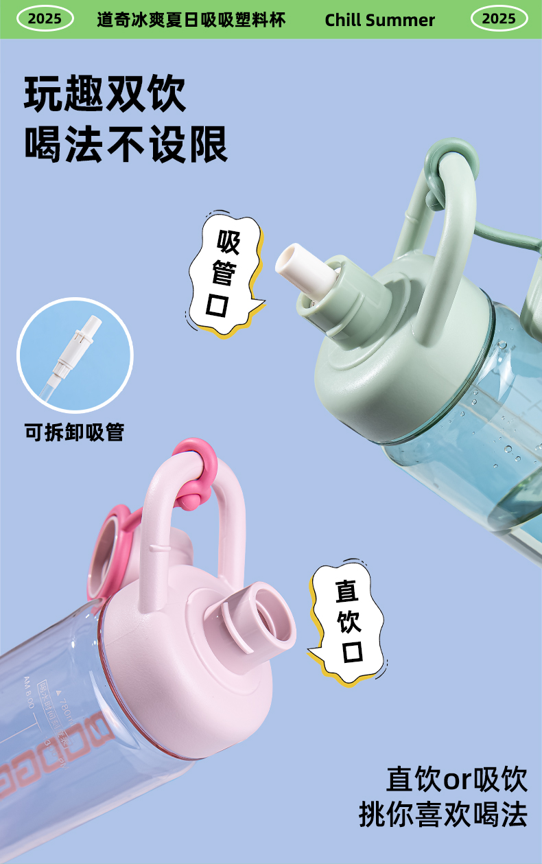 780ML道奇冰爽夏日吸吸塑料杯